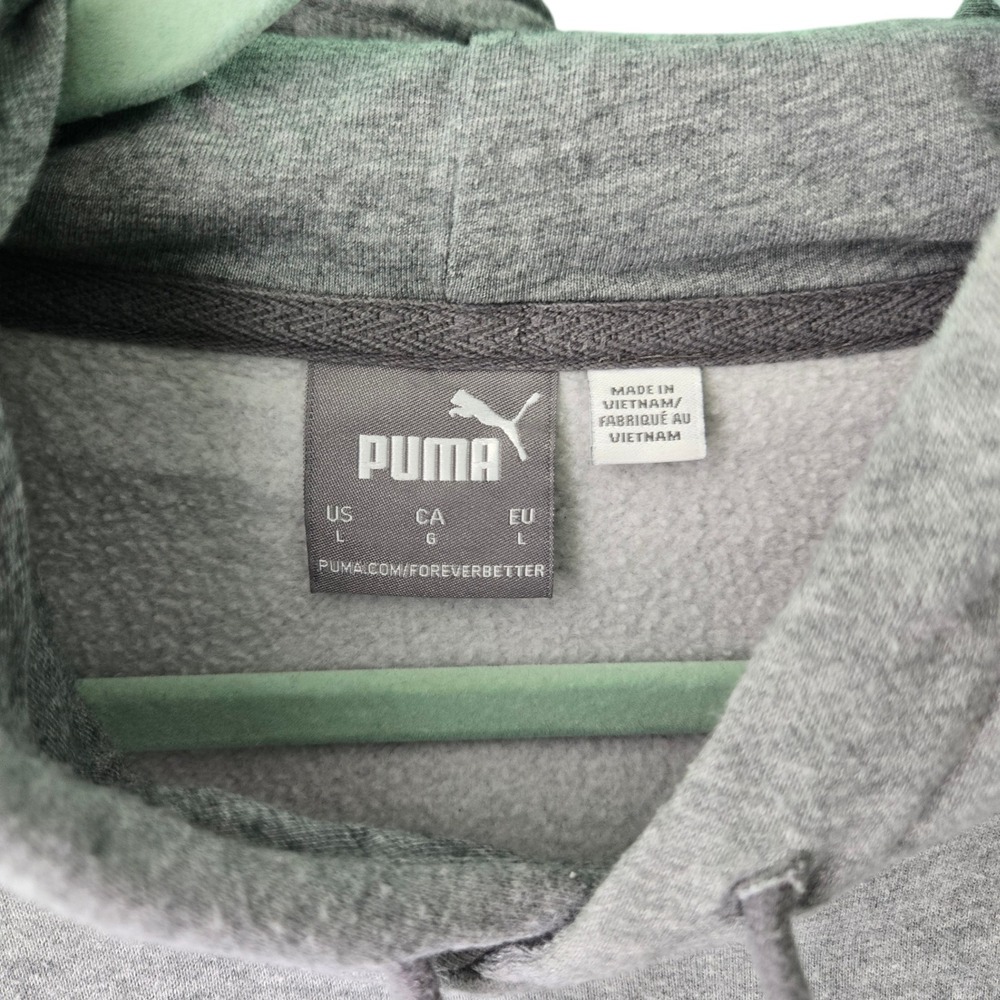 Puma‎ Mens Grey Embossed Logo Pullover Hoodie Sweatshirt Large - Picture 5 of 11